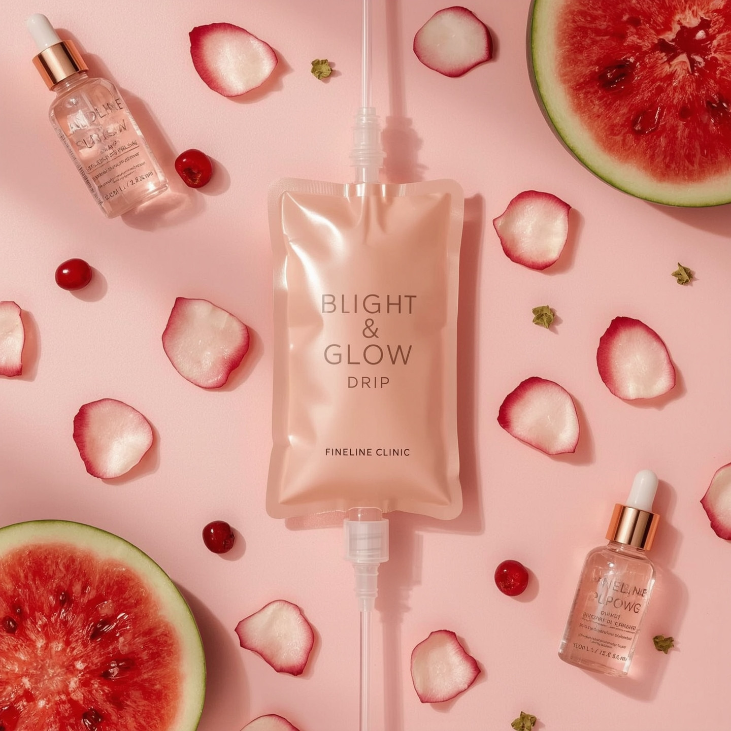 Blight & Glow Drip with watermelon and rose